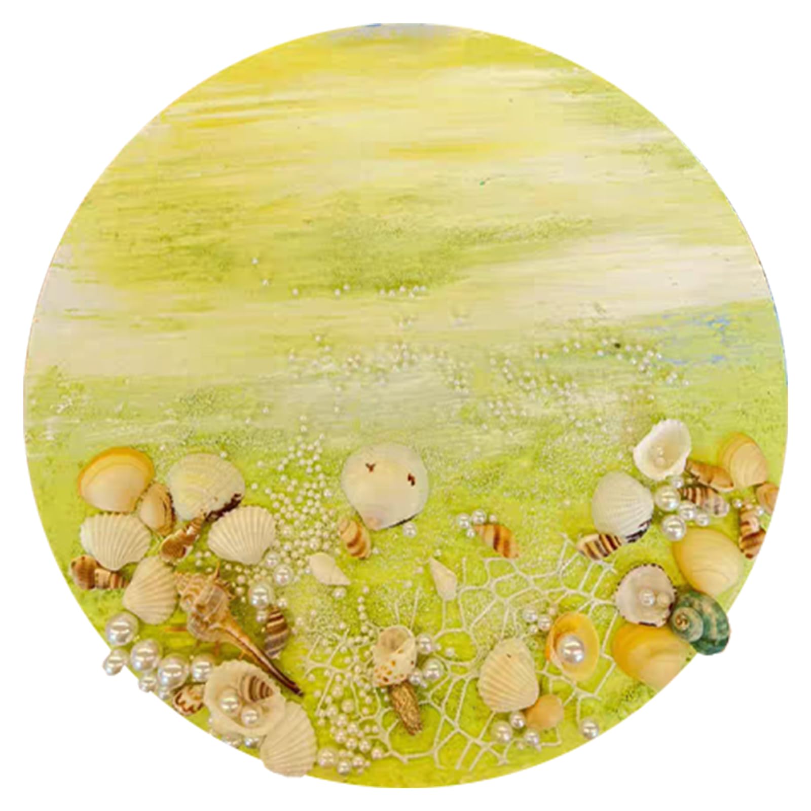Żółty Zielony Plaża DIY Ocean Krajobraz Obraz olejny 20x20 cm