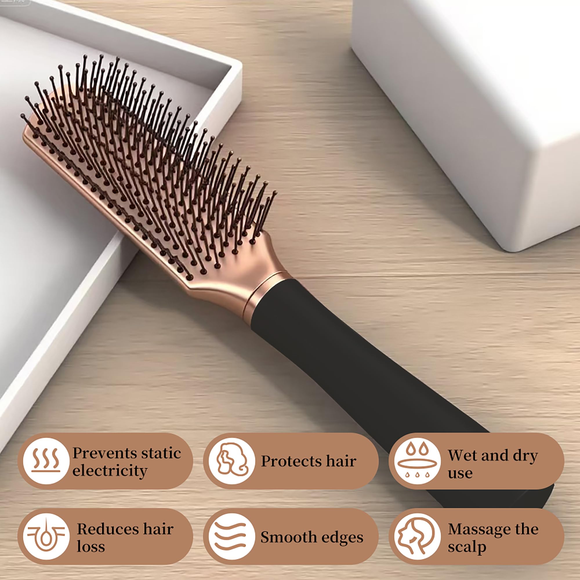 Elodyunhc Hair Brush, 9 Row Hair Brush for Men & Women, Styling Brush for Wet & Dry Hair, Thick - Image 4