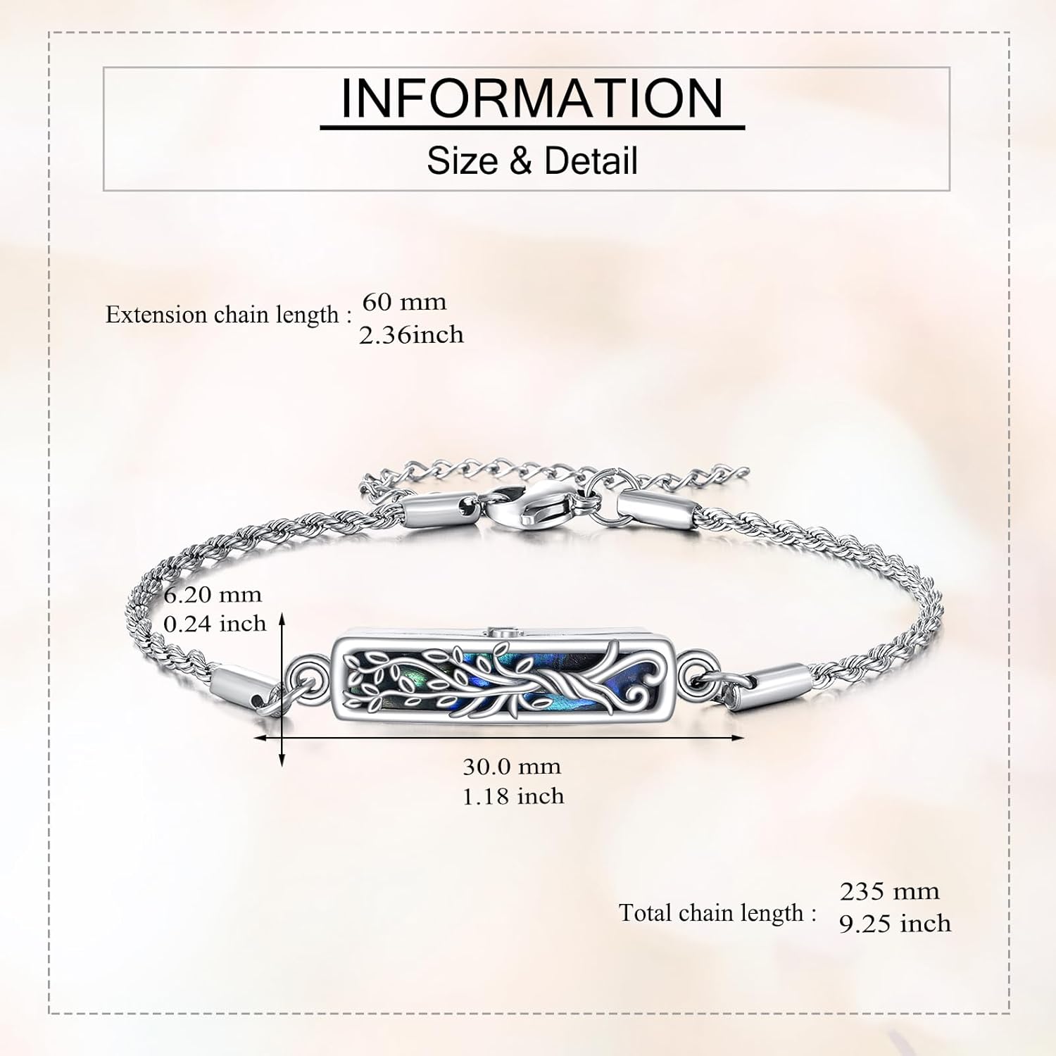 Tree of Life Urn Bracelet 925 Sterling Silver Tree of Life Urn Bracelet for Ashes Cremation Jewelry for Ashes Keepsake Pendant for Ashes Women - Image 3