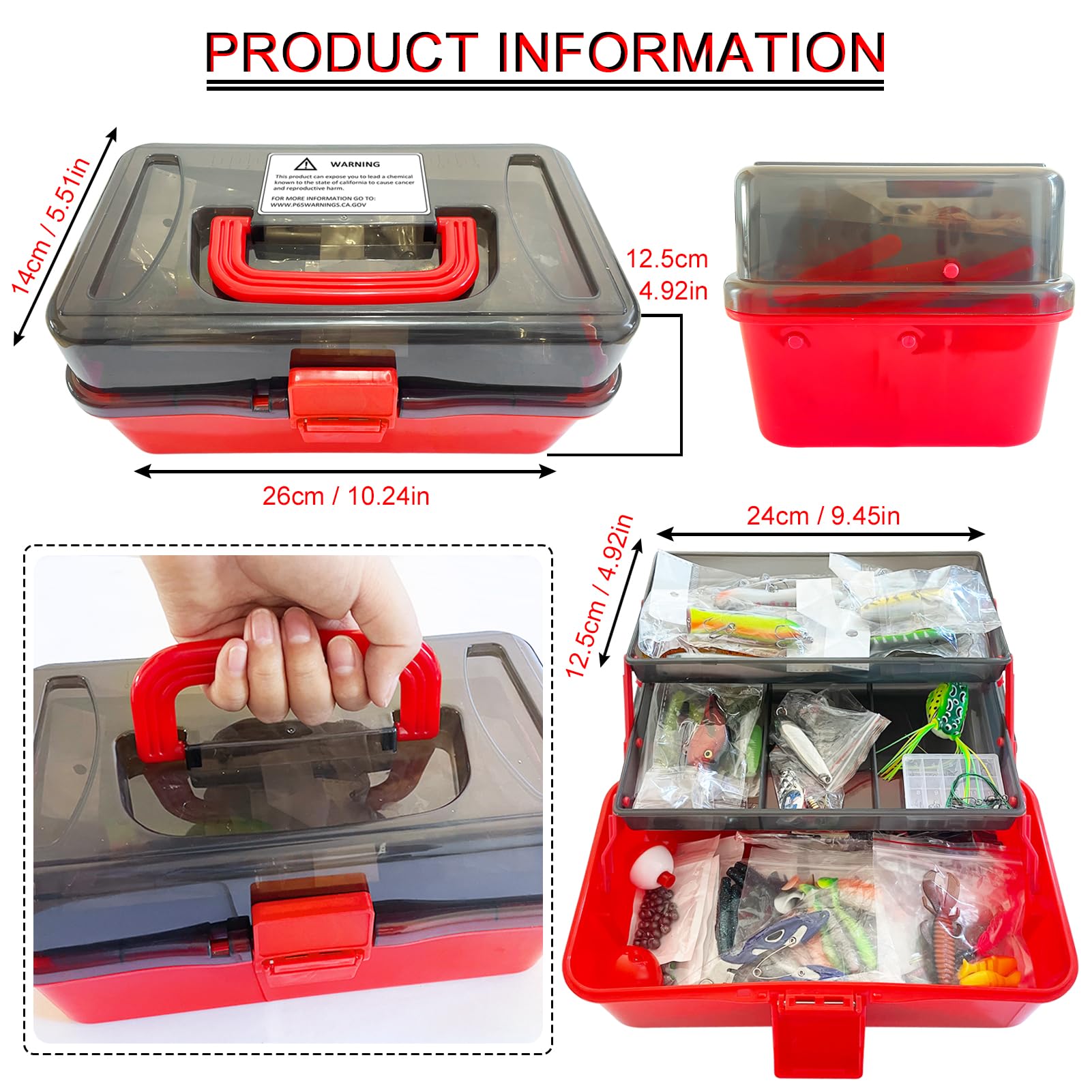 491 Stück Angeln Köder Set Gemischt, AngelKöder Kit mit Tackle Box Enthält Angelzubehör Wobbler Forellenköder Jigköpfe Blinker Angeln Angelhaken Set Angelwirbel Angelblei