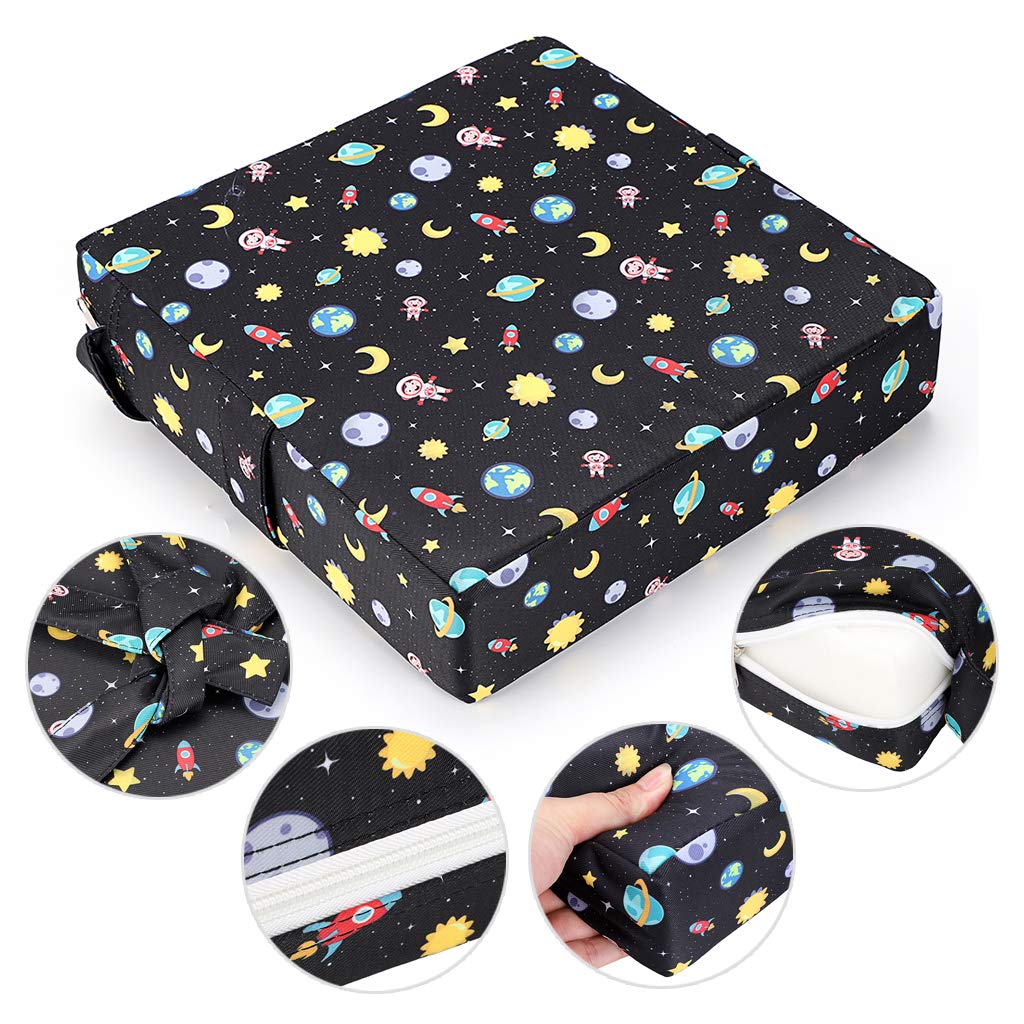 Sumnacon Chair Increasing Cushion - Baby Toddler Kids Infant Portable Dismountable Highchair Booster Cushion Washable Thick Chair Seat Cloth Straps, Starry Sky