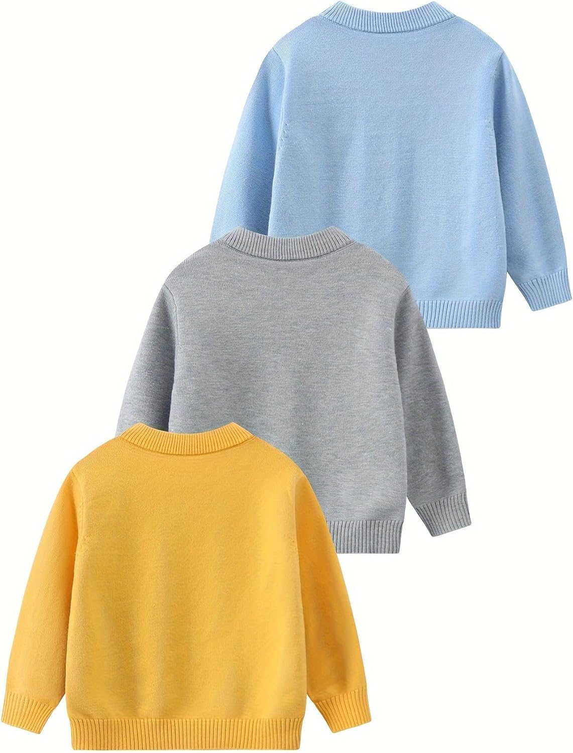 3 Pack Boys Crew Neck Argyle Plaid Pullover Sweater Lightweight Sweatshirts Knitted for Casual Top 4-14Y - Image 2