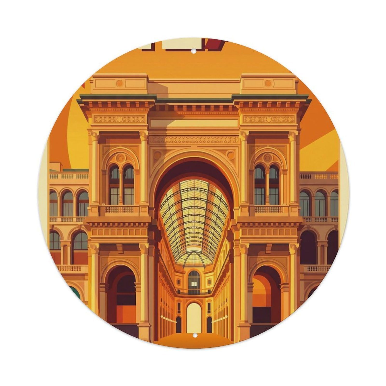 Vintage Travel Milan Italy Golden Hour Metal Tin Sign