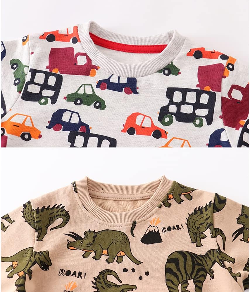 Toddler Boys Crewneck Sweatshirt, Cotton Long-Sleeve Pullover Cartoon Print - Image 3
