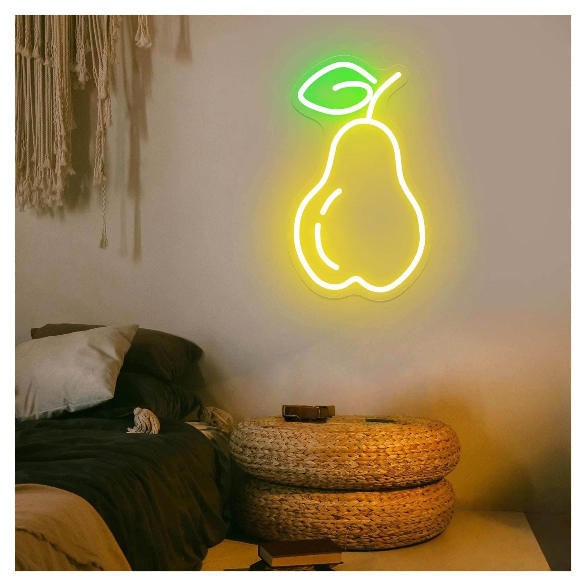 SHOUXI Sign Lamp Pear Fruit Neon Sign, Suitable for Kids Room Shop Decor with Brightness Adjustable 19cmx30cm