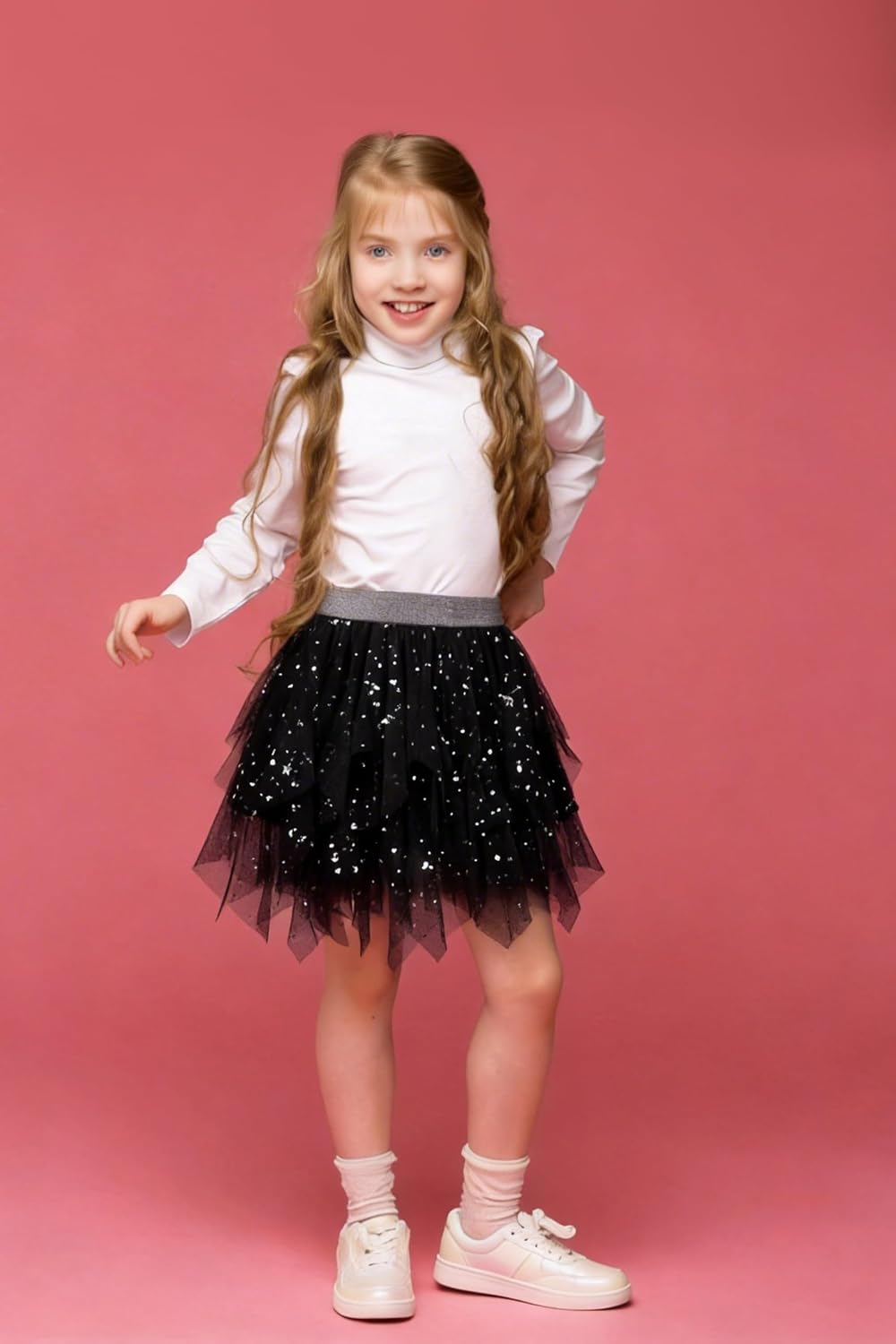 Jastore Girls Sweet Layered Mesh Skirt Party Birthday Dance Princess Skirt