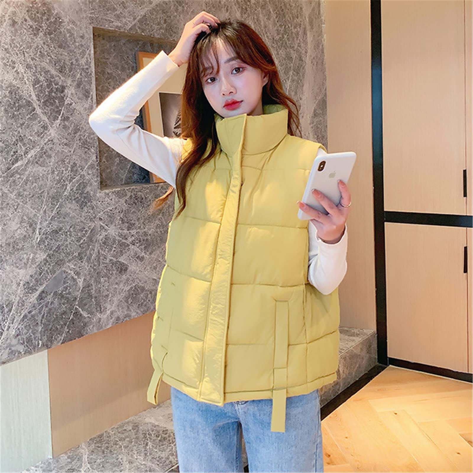 Amazon.co.jp: 女性ショートコットンダウンベストレディース冬暖かい