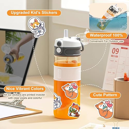 Miniatura 4 de Zroivkaz CuteTeenagers - Paquete de 390 calcomanías impermeables para botellas de agua, calcomanías para niños pequeños de 4 a 8 años, calcomanías