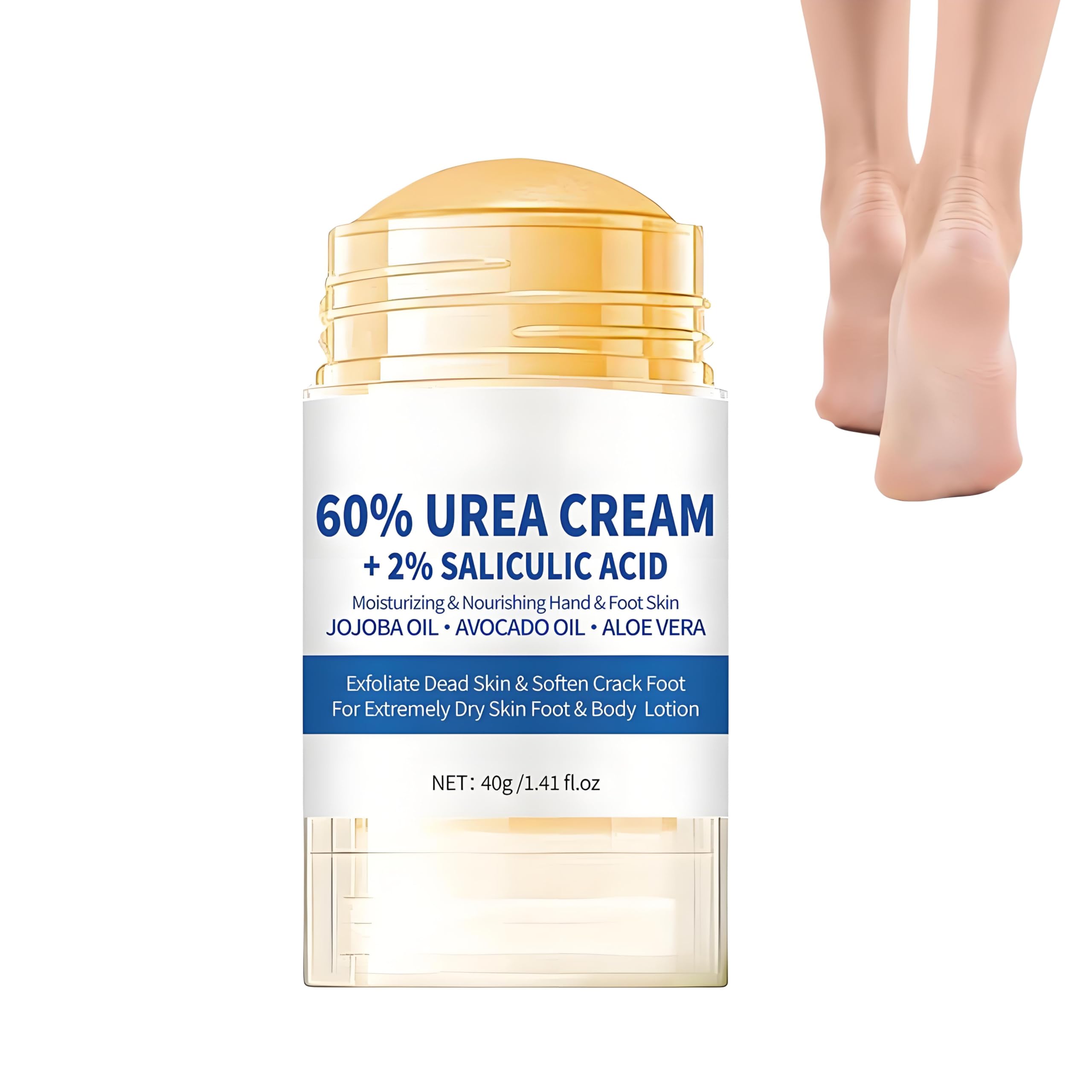 60% Urea Cream for Cracked Heels & Dry Skin Care, Fast Absorbing, Non-Greasy Moisturising Formula with Jojoba Oil