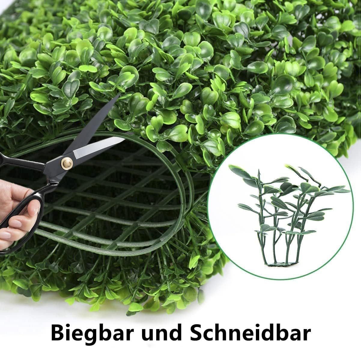 12 Stück Künstliche Pflanzenwand 40X60cm UV Geschützt Künstliche Pflanzen Rasen Wand 4cm Dick Künstliche Buchsbaumplatten Buchsbaumhecke Wandpaneele für Garten im Freien und Indoor Dekoration, 2.88㎡