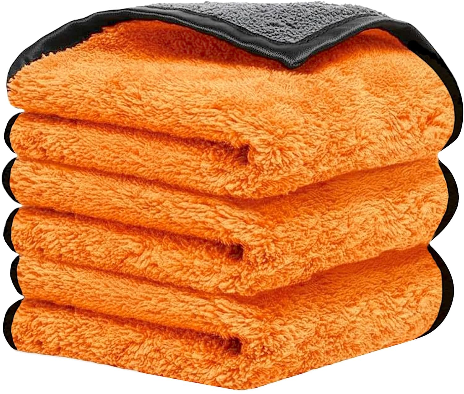 Towelogy Orange / Grey Towelogy® Thick Car Cleaning Cloths 40X40cm Microfibre Polishing Cleaning Towels Super Absorbent 3 Pack Professional Car Cloths For Waxing, Buffing Detailing (Orange/Grey)