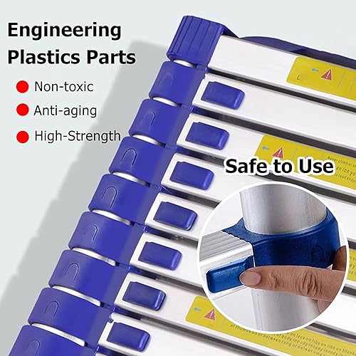 Miniatura 7 de Escalera recta telescópica con ganchos desmontables de 15 16.5 18.5 20 24 30 pies, escalera de extensión plegable de aluminio para techo de loft de