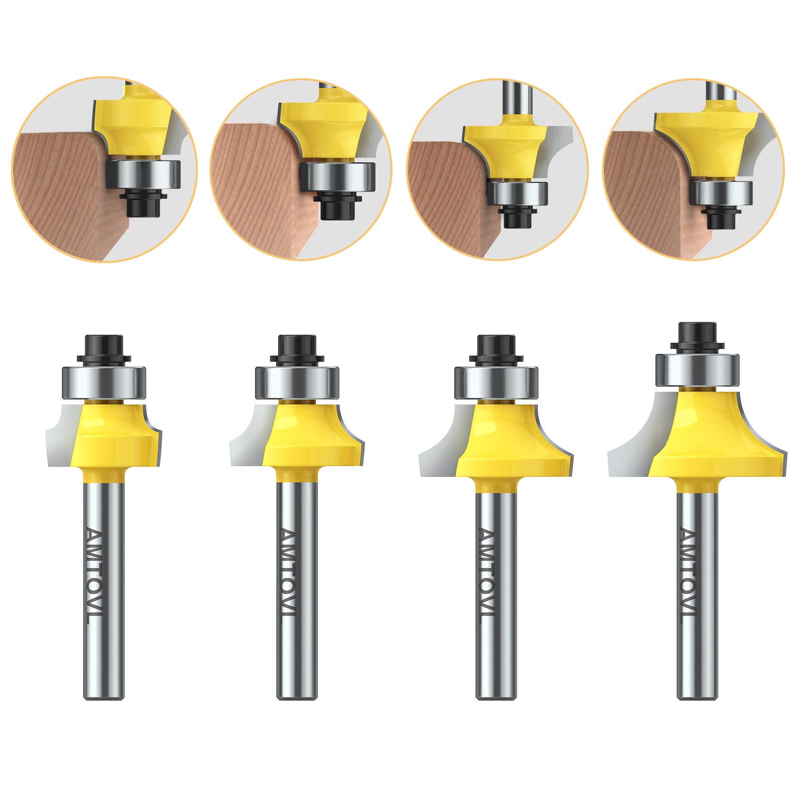 Set 6 Frese Rotonde Per Legno - Gambo 8mm, Raggi 3.17-11.1mm, In Carburo Di Tungsteno - Foto 1