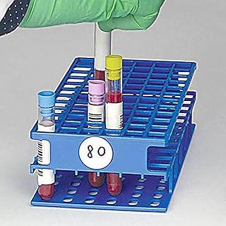 Globe Scientific 456445R-R Wireless Tube Rack with RFID Disks for Cap Track CT1 and CT2 Models, Half Size, Red, 36 Place, 13mm Max Tube Diameter