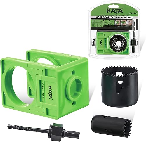 Vista 11 de KATA Kit de instalación de cerradura de puerta de 1-3/8 a 1-3/4 pulgadas para puertas de madera con plantilla de guía, sierra de orificio de bloqueo