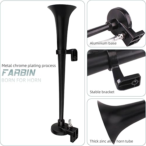 Miniatura 7 de FARBIN Kit de bocina de aire de 12 V 150 db, bocina de tren para coche, bocina de aire para camión, bocina de camión ruidosa con interruptor