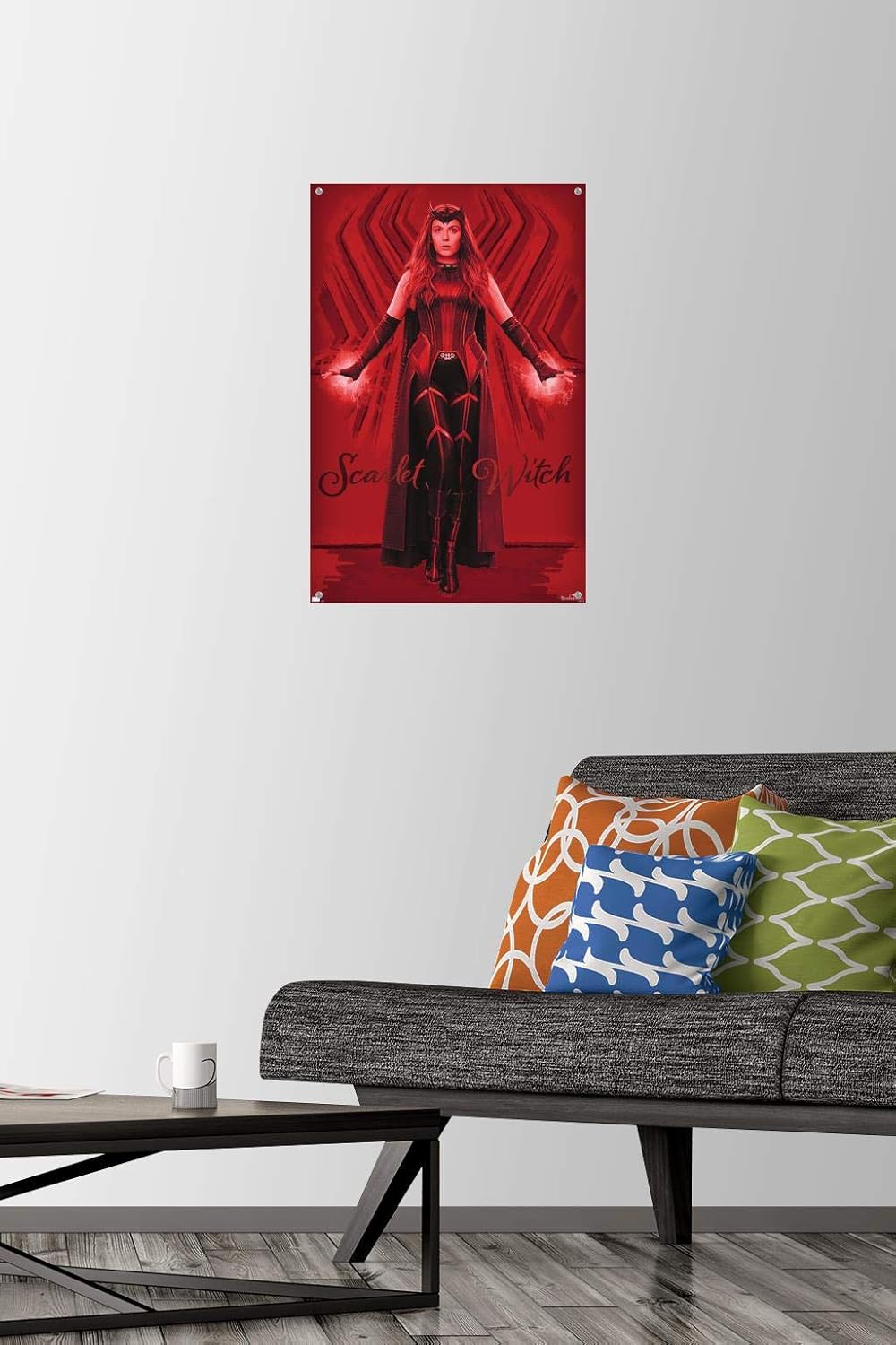 Trends International Marvel WandaVision - Scarlet Witch Wall Poster, 14.725" x 22.375", Premium Poster & Push Pin Bundle