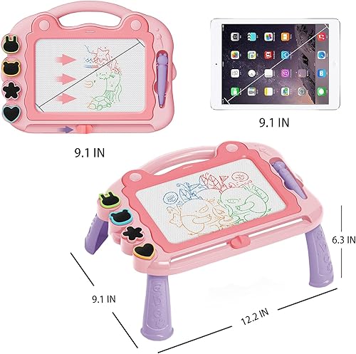 Miniatura 2 de OSQI Tablero magnético de dibujo para bebés de 3, 4 y 5 años, juguetes para niños pequeños con tablero de garabatos de tamaño de viaje de 4 colores,