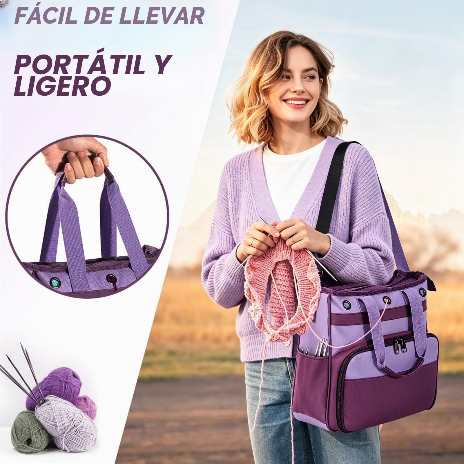 Spardar 74 pcs Tejido Crochet Kit, Kit de Ganchillo para Principiantes con Bolsa Almacenamiento Grande, 20 Hilos de Crochet, 16 Ganchos de Crochet, para Adultos, Ancianos y Niños