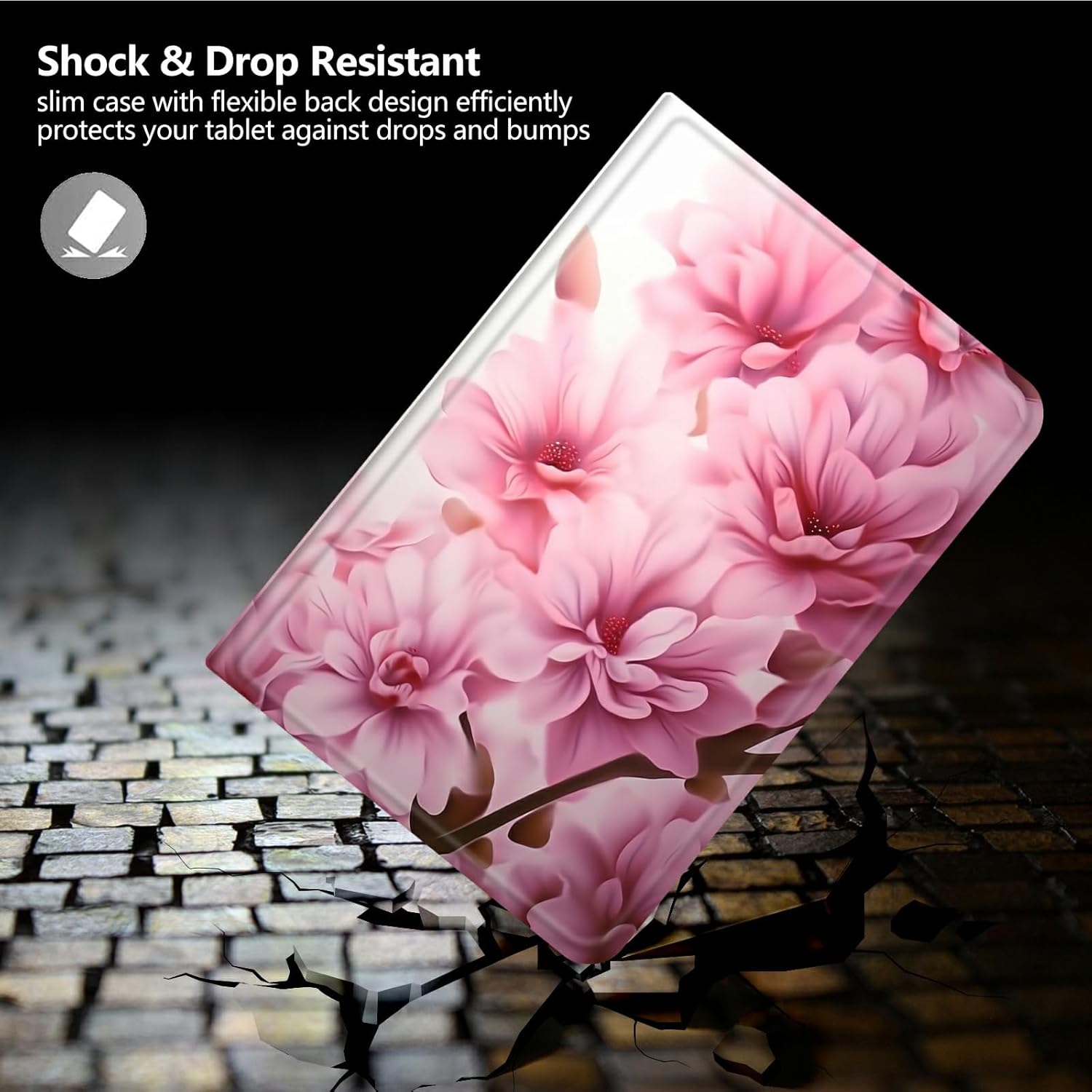 Case for 10.1" Amazon Fire HD 10 Tablet (13th Generation,2023 Release),Slim PU Leather Folding Stand Protive Cover with Auto Wake/Sleep for Kindle Fire HD 10 Tablet 2023,Pink Flowers