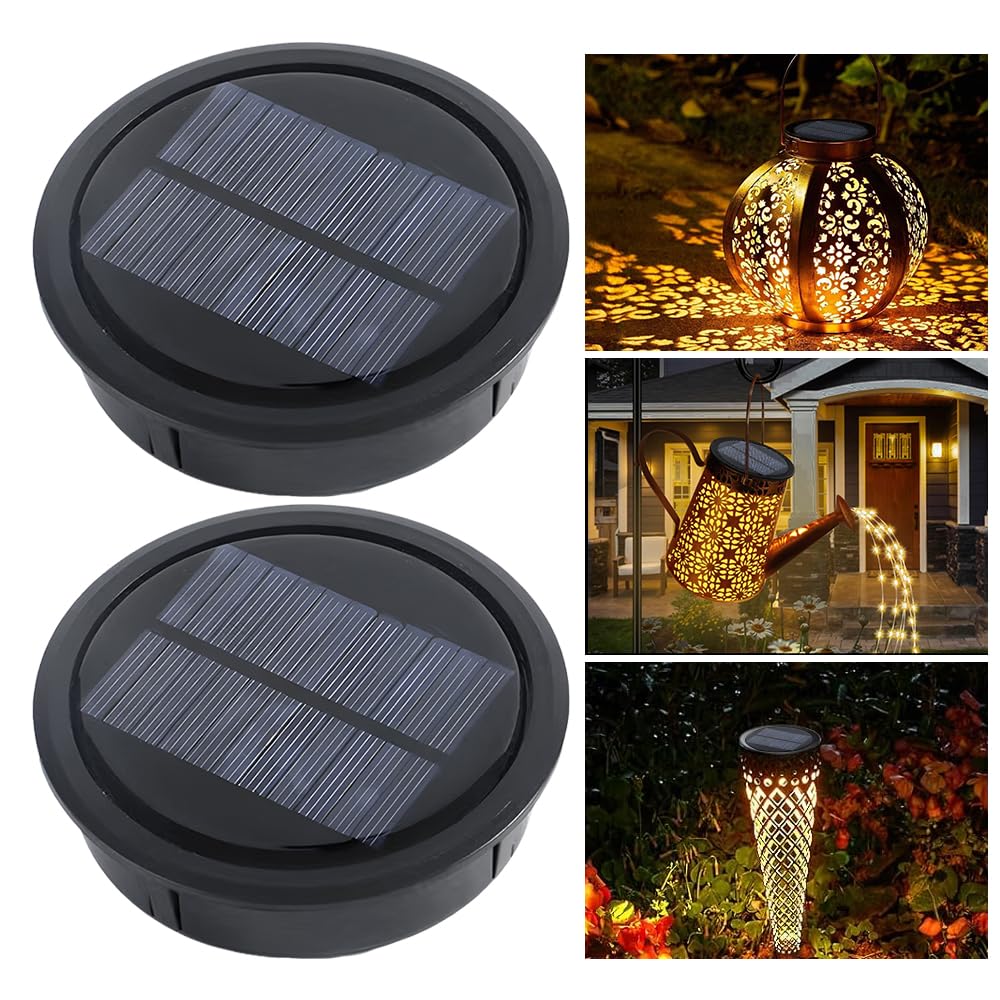 HOVCEH Solar Lights Replacement Parts, Pack of 2 10.5 cm Solar Lights for Outdoor Replacement Parts, Solar Lights Replacement Top with LED, Solar Lamps Replacement Top, LED Solar Replacement Lid for