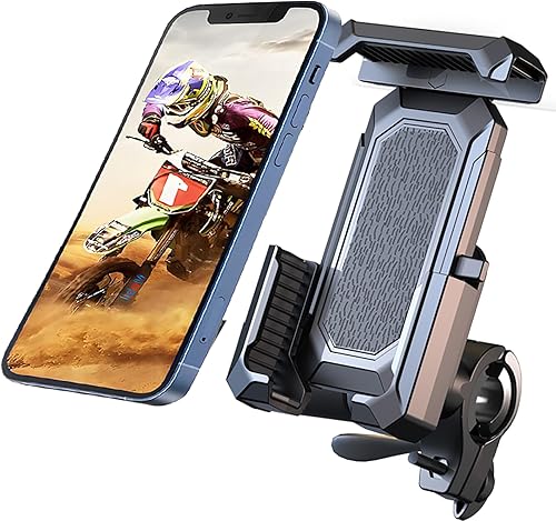 Motorcycle Cell Phone Holder - Motorcycle Handlebar Cell Phone Clip, 3S Quick Installation, 1Second Auto-Lock Unlock, Bicycle Cell Phone Holder