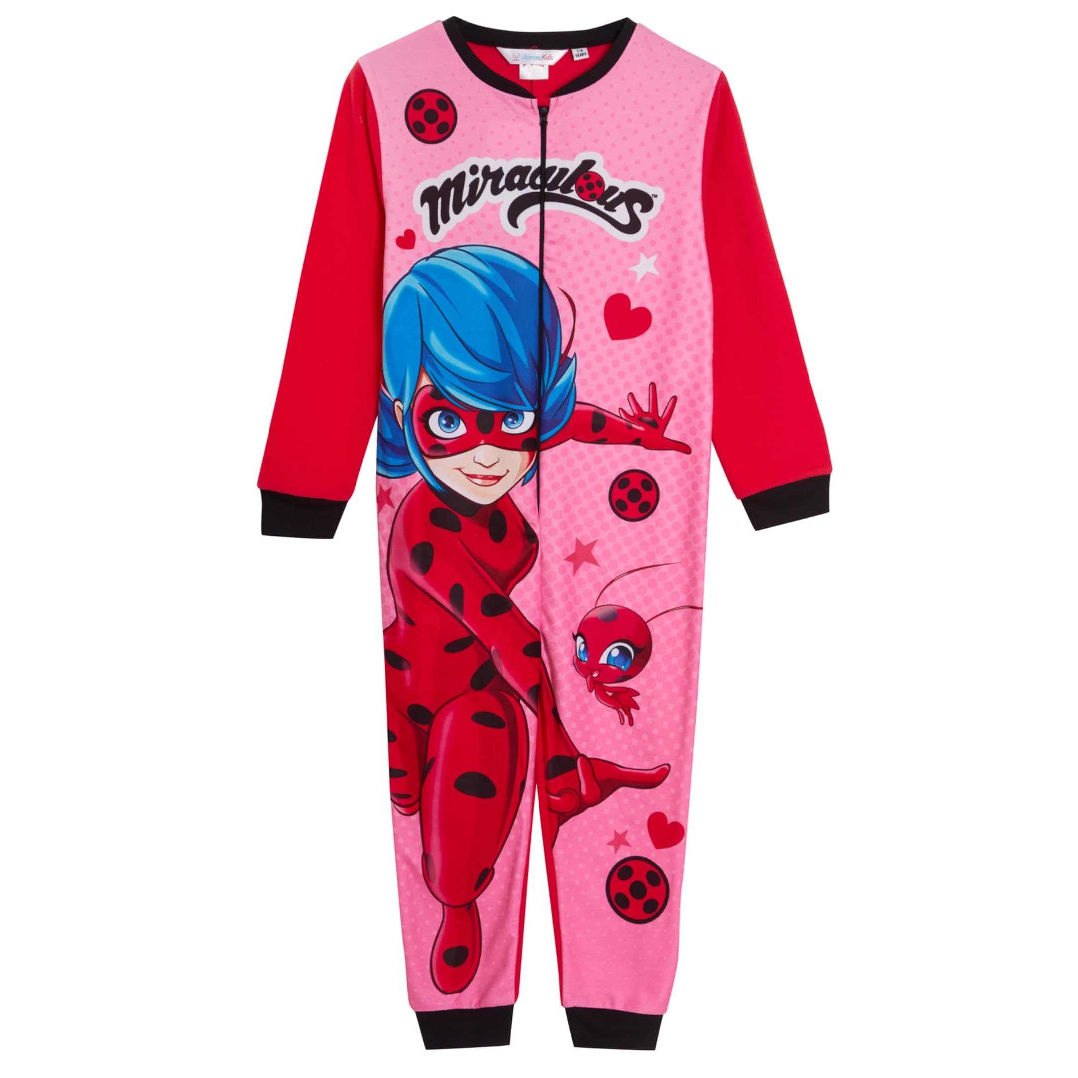 Miraculous Onesie for Girls Ladybug All in One Kids Fleece Pyjamas Dress Up Play Suit Costume Pjs Zipped Loungewear