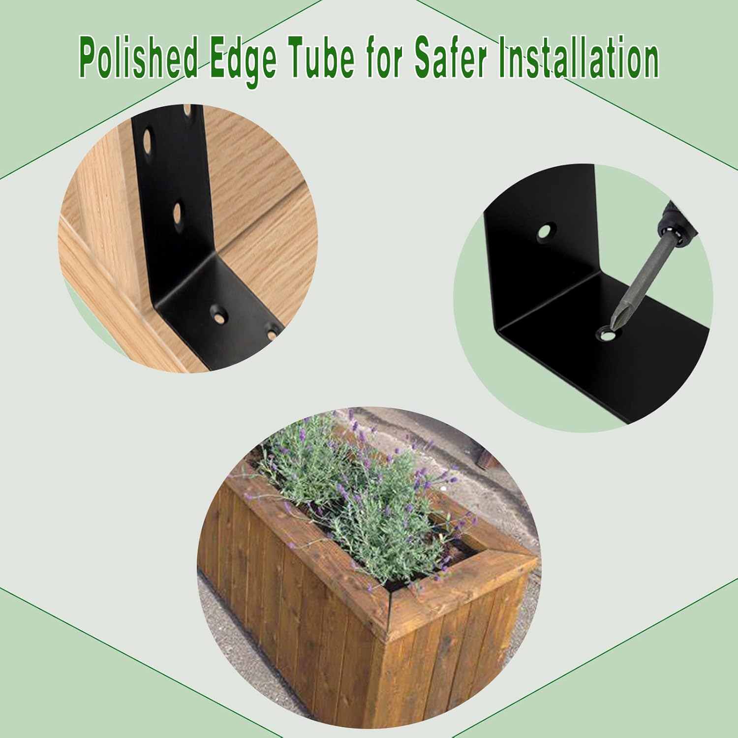 16Pcs Raised Garden Bed Corner Brackets, 4Inch Stainless Steel Bracket, Black Angle Brackets, L Corner Brace, Heavy Duty L Brackets 90° Metal Bracket for Wooden Furniture Timber （4 Different Sizes）