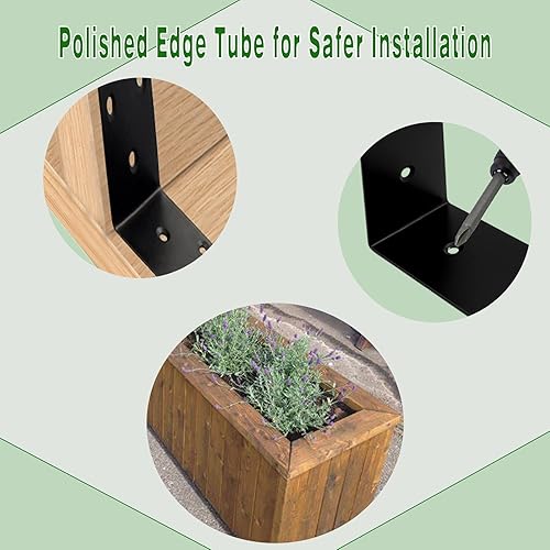 Miniatura 6 de 16 soportes de esquina elevados para cama de jardín, soporte de estante de acero inoxidable de 4 pulgadas, soportes de ángulo grande negro, soporte