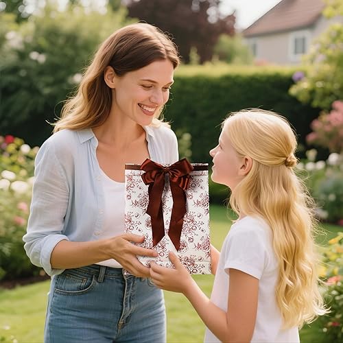 Miniatura 5 de LaRibbons Rollo de papel de regalo reversible floral de San Valentín para mujeres y niñas, elegante diseño de lámina de oro rosa para bodas, día de