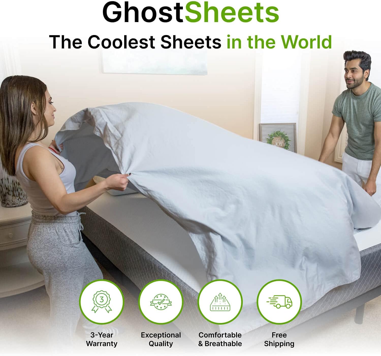 Uр Tо 40% оƒƒ GhostBed Full Cooling Supima Cotton and Tencel Luxury Sheet Set - Wrinkle Resistant with Deep Pockets, 4 Piece, Gray