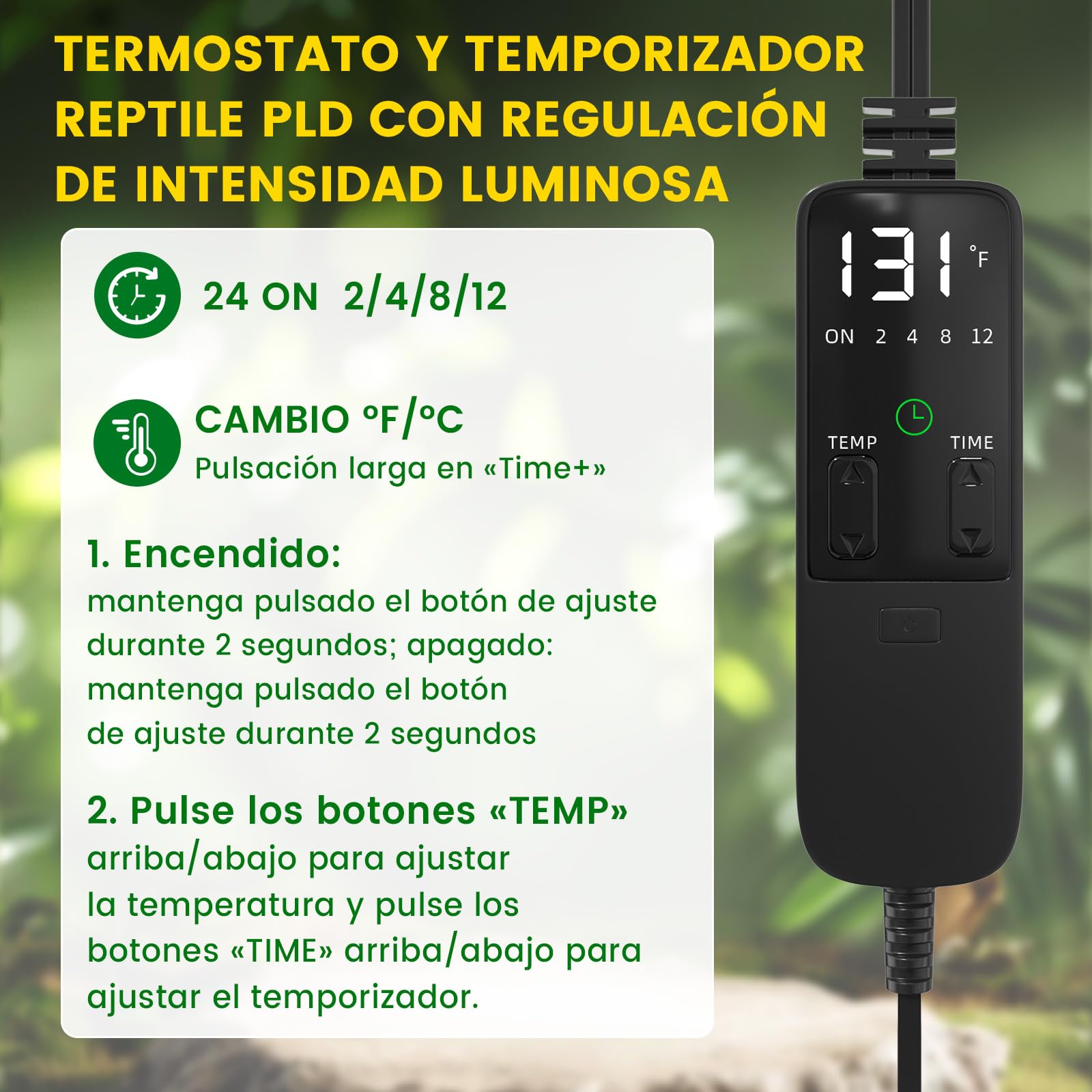 GlowUp Terrario Reptiles Lámpara para Tortuga con Termostato y Temporizador, E27 Lámpara de Reptiles y Anfibios Reptile Dome de 300W para Tortugas, Lagartos y Dragones Barbudos (Bombilla no Incluida)