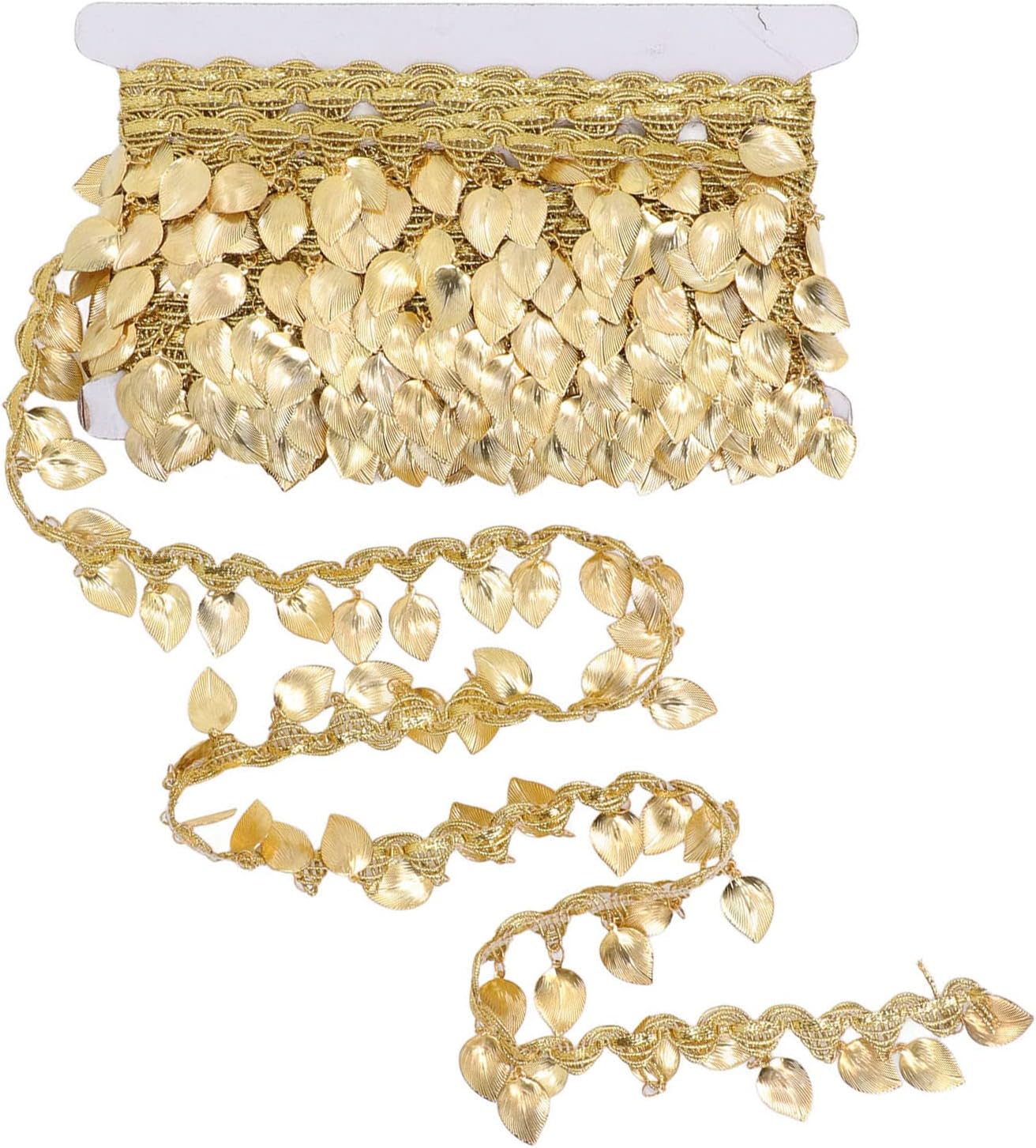 Azusumi Gold Metal Leaf Garland Chain, 10 Yards Sparkling Metal Leaf