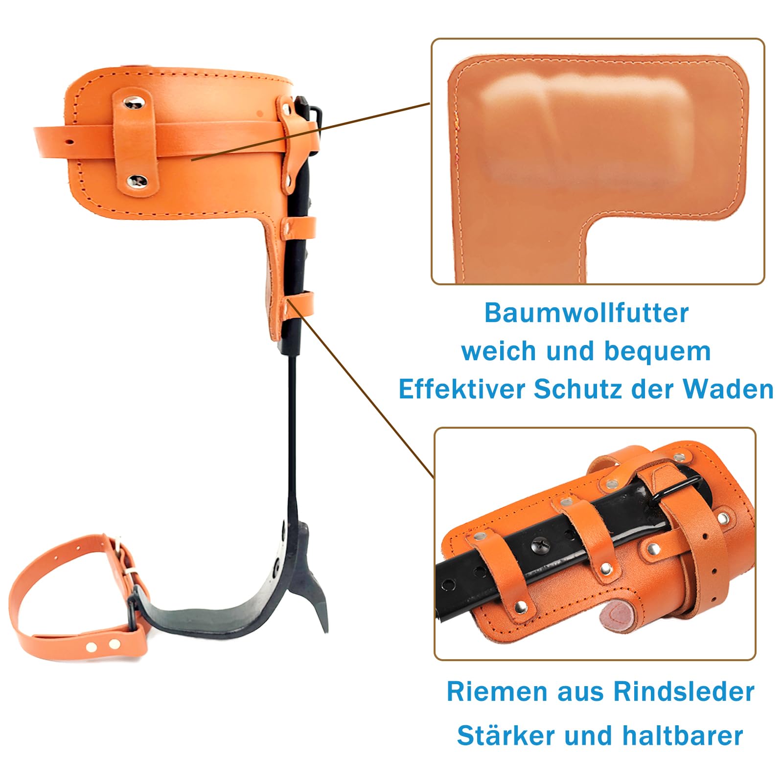 Crampons d'escalade d'arbre, équipement d'escalade d'arbre, hauteur réglable et avec lanières en cuir de vachette, chaussures d'escalade d'arbre, ensemble de crampons antidérapants pour