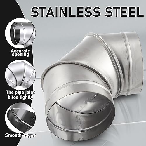 Miniatura 3 de Zonon Tubo de estufa de codo de pared única de 6 pulgadas de diámetro interior para estufa de acero inoxidable, conector de tubo de codo de 90