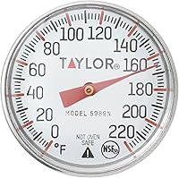 Vista 6 de Taylor Instant Read Analog Meat Food Grill BBQ Cooking Kitchen Thermometer with Red Pocket Sleeve for Calibration, 1 inch dial, Stainless Steel