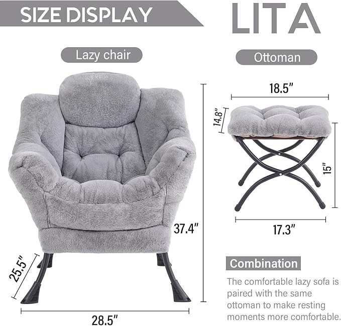 Sillón Lounge con Otomano y Reposapiés Moderno miniatura 3