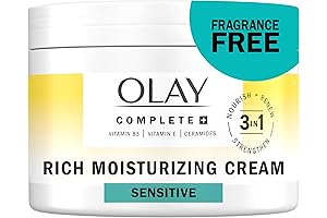 Olay Complete+ Rich Moisturizing Cream for Sensitive Skin with Vitamin B3, Vitamin E, and Ceramides