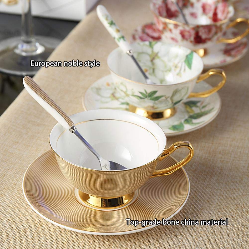 Europa Noble Bone China Kaffeetasse Untertasse Löffel Set 200ml Luxus Keramikbecher Hochwertiges Porzellan Teetasse Cafe Party Drinkware, Beauty
