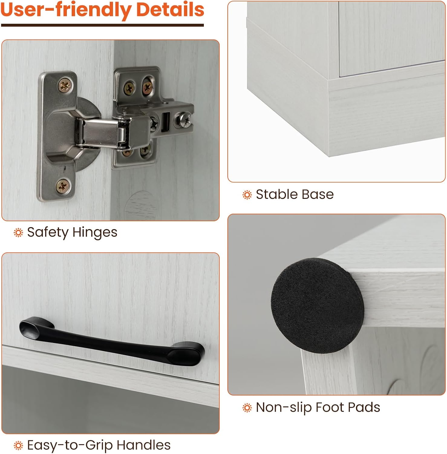 Kitchen Pantry Cabinet, Dining Room Cupboard with 4 Doors & 2 Open Countertop, 4 Anti-Tipping Devices, 75” Tall Bathroom Storage Cabinets (White Oak)