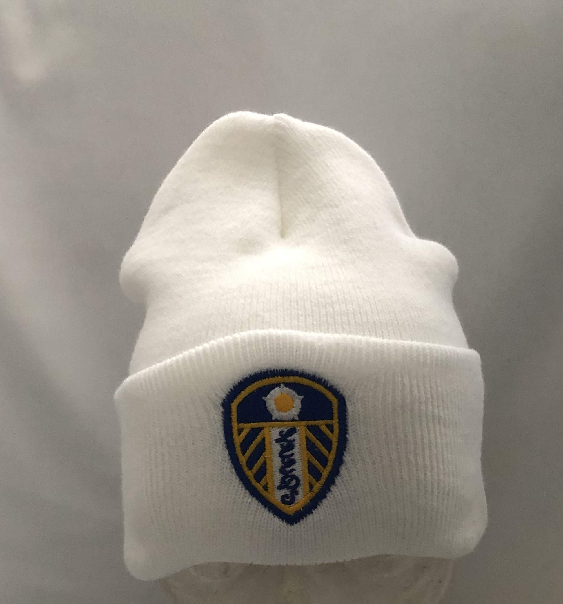 The Flagman White Leeds United Classic Beanie Hat In ..Free Post