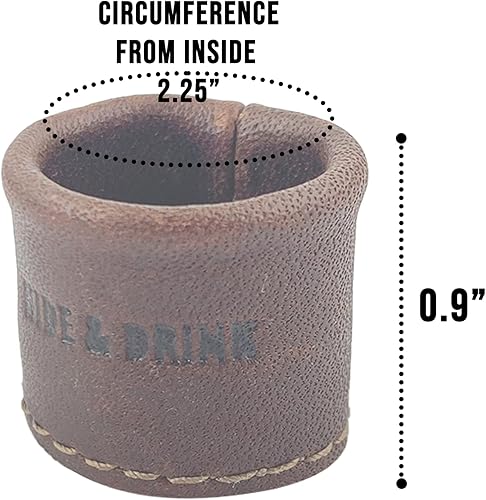 Miniatura 6 de Hide & Drink, Dedal de anillo de cuero (2 unidades) Protector de dedos, hecho a mano de cuero de grano completo, color marrón bourbon, Cuero de
