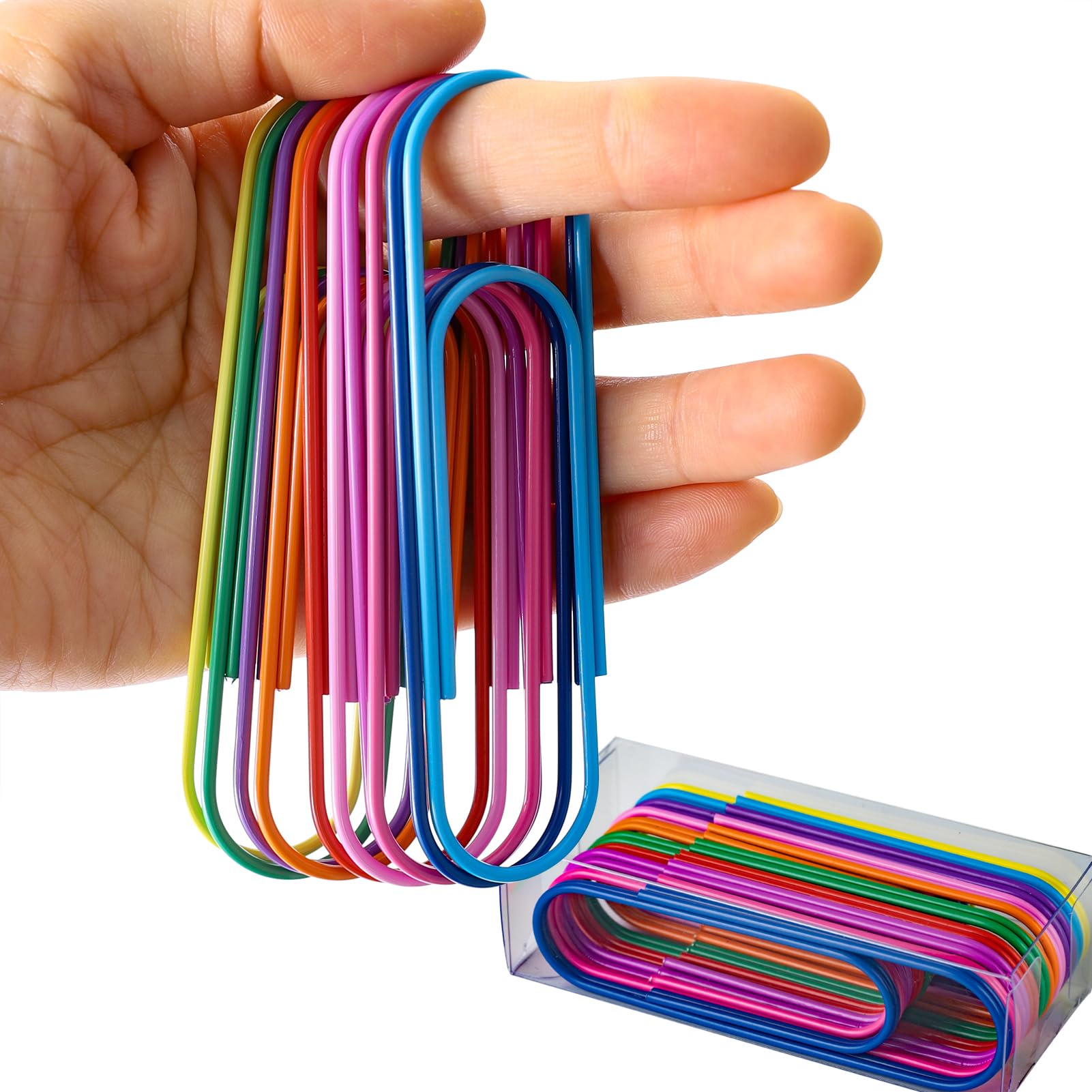 4" Inch Large Size Paper Clips, 20 Pcs Jumbo Paper Clips - Timenu Smooth Multicolored Mega Colored Holder for Office School Document Organizing