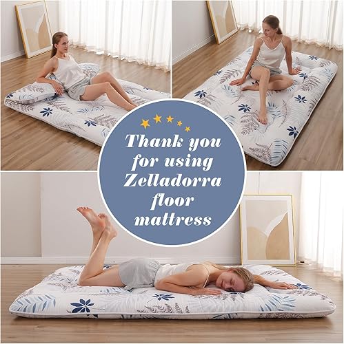 Miniatura 121 de Colchón japonés de suelo, colchón futón con bolsa de almacenamiento portátil, colchón enrollable grueso de tatami adecuado para campamento, Un negro