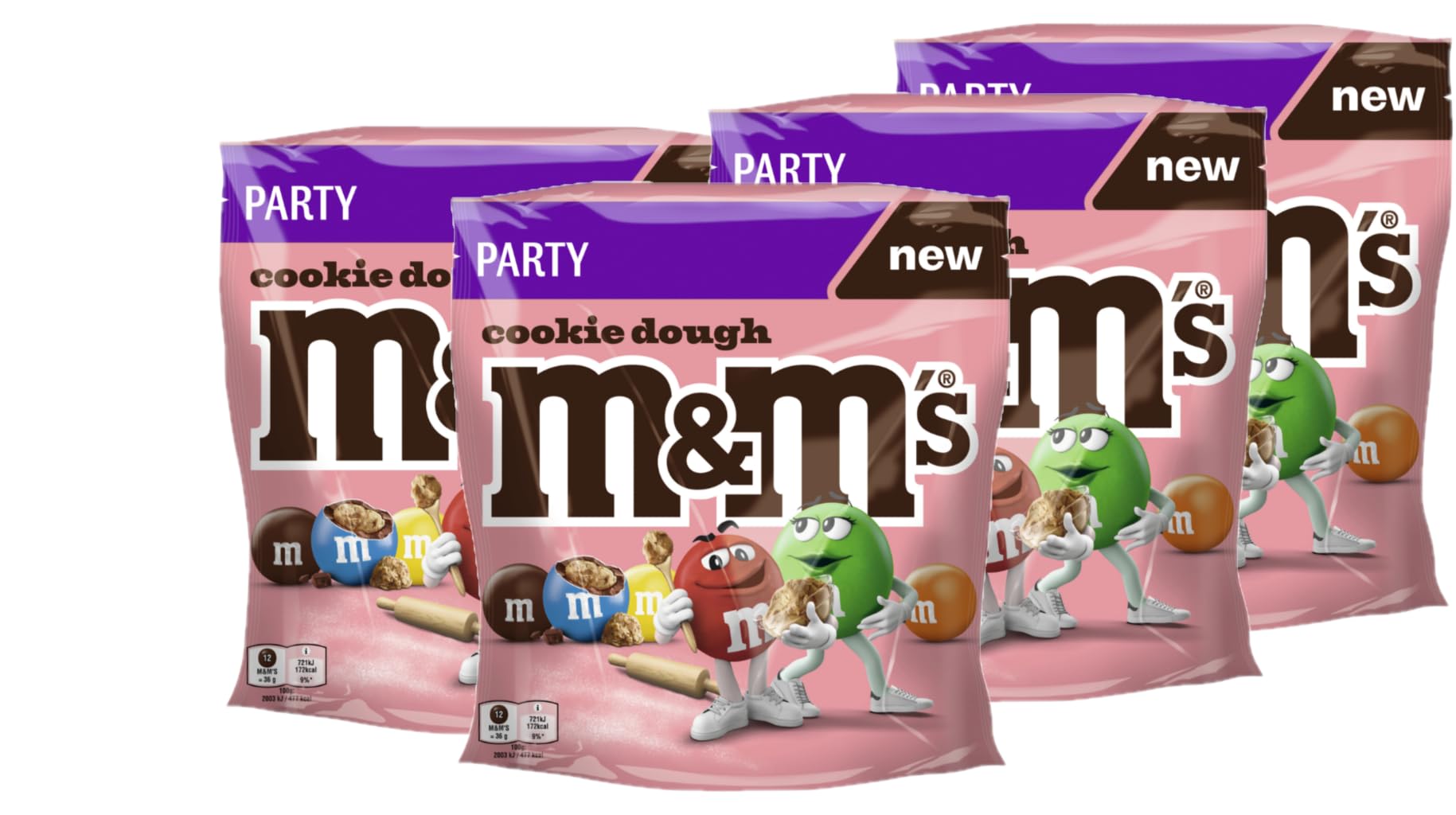 M&M'S Cookie 4x 675g (2700g) Schokolinsen I Milchschokolade mit einem Konfekt aus Keksteig-Kern, in einer Zuckerhülle