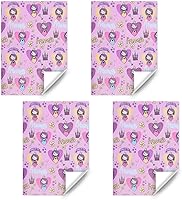 Vista 3 de Geluode Papel de regalo de cumpleaños de princesa para niñas y bebés, bonito diseño de castillo de princesa rosa, papel de regalo para cumpleaños