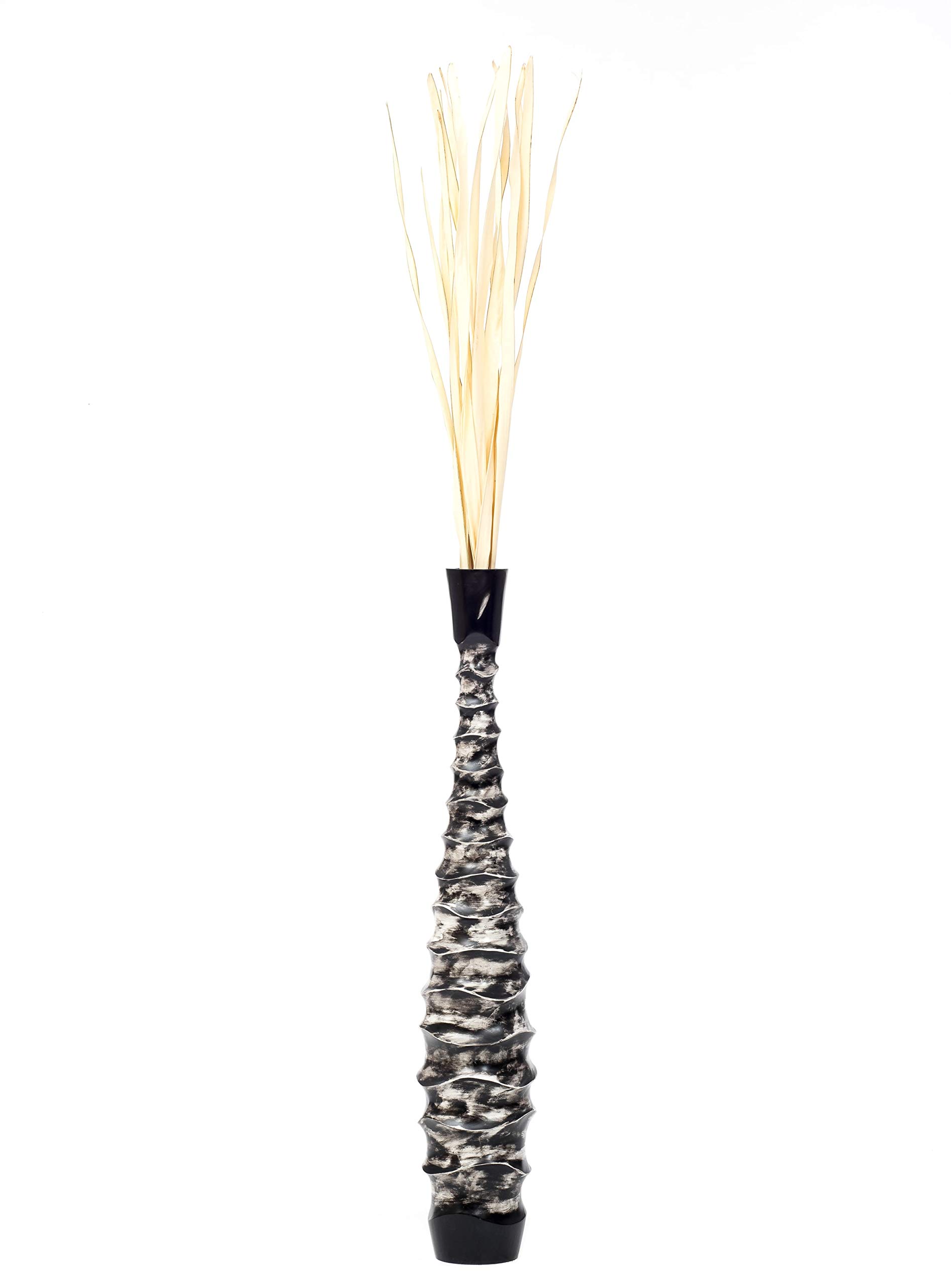 Leewadee Jarrón de Suelo Grande 85 cm Madera de Mango Pampa & Flores Secas | Jarrón Deco para Salón, para Ramas & Hierbas Secas. Más resistente que la Cerámica, sin Agua. Boho