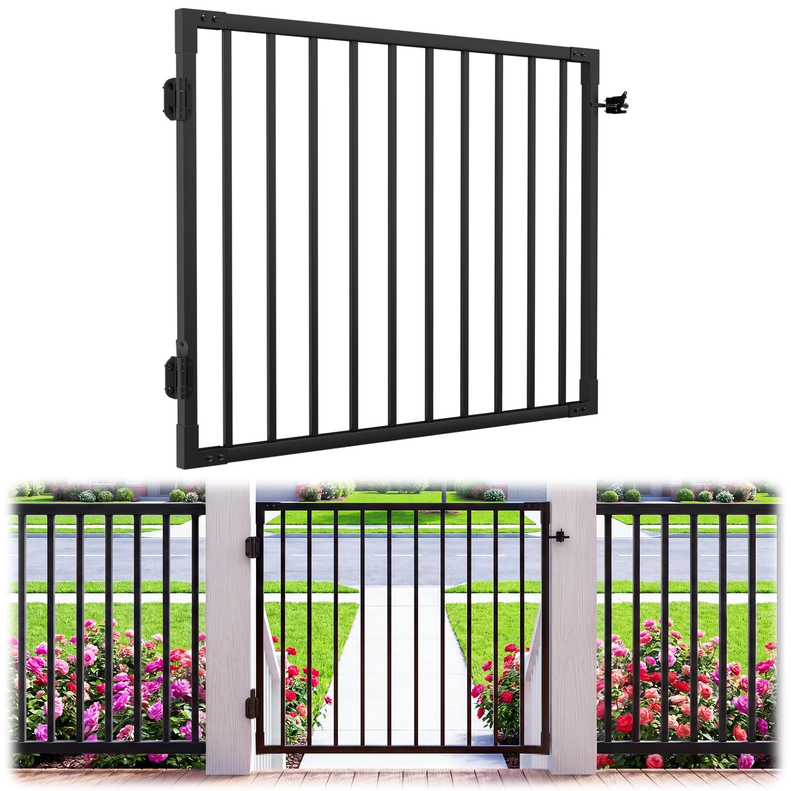4ft.W x 42in.H Aluminum Deck Gate, Welded Anti-Sag Frame, No Rust