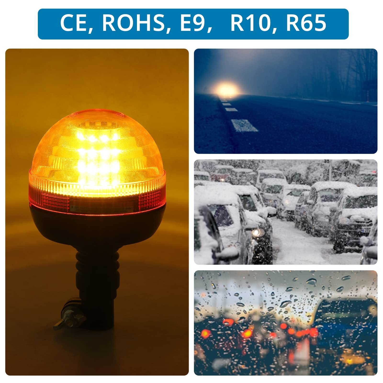 AUTOUTLET 2 Pezzi 40 LED Luce Lampeggiante Rotante Ambra 12V/24V,Luce Stroboscopica per Auto con 3 Modalità di Lampeggio, Impermeabile,E9,per Camion Trattore e Rimorchio