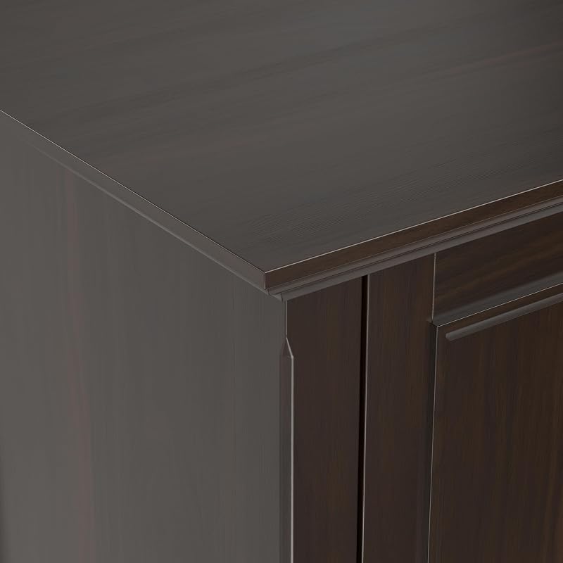 SIMPLIHOME Amherst 72" Wide Solid Wood TV Stand in Brunette Brown image 6